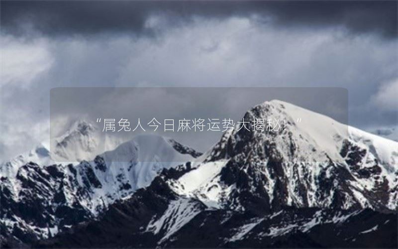 属兔人今日麻将运势大揭秘！