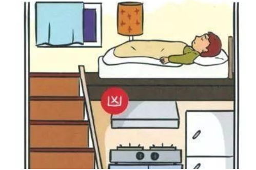 睡床的上下空间是卫生间或是厨房